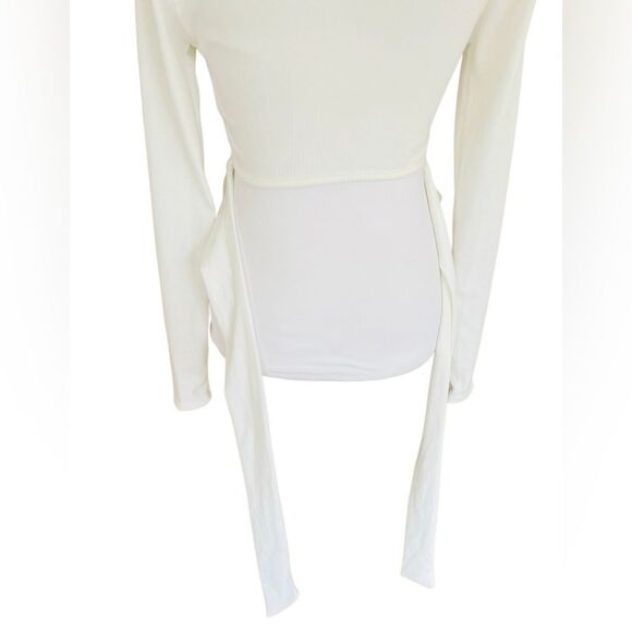 New with tag Windsor Wrap Waist Ribbed Crop Top, Ivory, size Small. - Picture 7 of 11